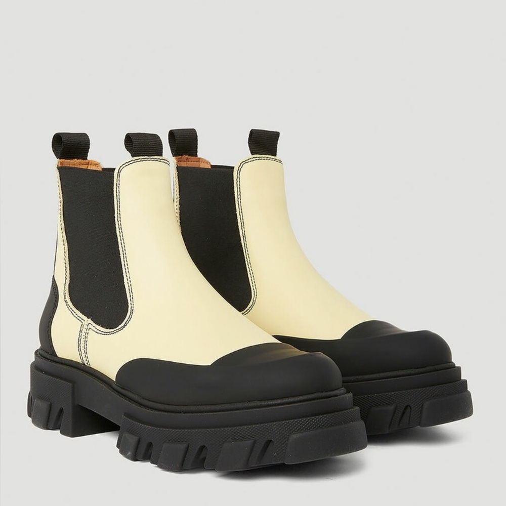 Ganni Yellow Low Chelsea Boots Size 41